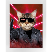 Load image into Gallery viewer, Kyle B Bakk - Arnold Schwarzenegger The Terminator Inspired Custom Pet Portrait Framed Satin Paper Print