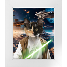 Load image into Gallery viewer, FLUKE CARCHASER IN SPACE - Jedi Luke Skywalker & Star Wars Inspired Custom Pet Portrait Framed Satin Paper Print