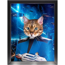 Load image into Gallery viewer, BONE CRUSHER IN SPACE - Star Trek Inspired Custom Pet Portrait Framed Satin Paper Print