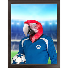 Load image into Gallery viewer, Get Your Kicks- Football, Soccer Player Inspired Custom Pet Portrait Framed Satin Paper Print