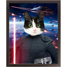 Load image into Gallery viewer, BARK LORD IN SPACE - Kylo Ren & Star Wars Inspired Custom Pet Portrait Framed Satin Paper Print