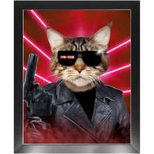 Load image into Gallery viewer, Kyle B Bakk - Arnold Schwarzenegger The Terminator Inspired Custom Pet Portrait Framed Satin Paper Print
