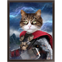 Load image into Gallery viewer, God of Blunder - Thor, Superhero Inspired Custom Pet Portrait Framed Satin Paper Print