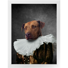 Load image into Gallery viewer, Duchess Courage - Renaissance Inspired Custom Pet Portrait Framed Satin Paper Print