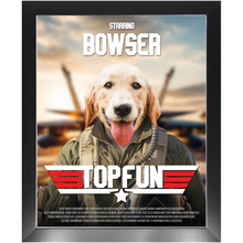 Load image into Gallery viewer, TOP FUN Movie Poster - Top Gun Inspired Custom Pet Portrait Framed Satin Paper Print