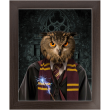Load image into Gallery viewer, Gryfting Away - Harry Potter Inspired Custom Pet Portrait Framed Satin Paper Print
