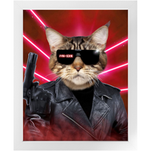 Load image into Gallery viewer, Kyle B Bakk - Arnold Schwarzenegger The Terminator Inspired Custom Pet Portrait Framed Satin Paper Print