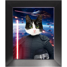 Load image into Gallery viewer, BARK LORD IN SPACE - Kylo Ren & Star Wars Inspired Custom Pet Portrait Framed Satin Paper Print