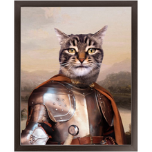 Load image into Gallery viewer, Knight In Brown Satin - Renaissance Inspired Custom Pet Portrait Framed Satin Paper Print