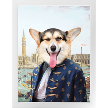 Load image into Gallery viewer, Canal Desire - Old Renaissance Inspired Custom Pet Portrait Framed Satin Paper Print
