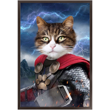 Load image into Gallery viewer, God of Blunder - Thor, Superhero Inspired Custom Pet Portrait Framed Satin Paper Print