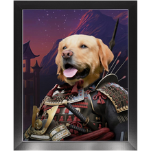 Load image into Gallery viewer, SAMUWRY SMILE - Samurai Inspired Custom Pet Portrait Framed Satin Paper Print