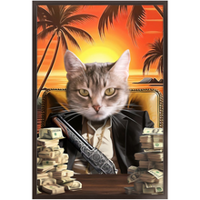 Load image into Gallery viewer, SAY HELLO TO MY LITTLE FRIEND - Scarface Inspired Custom Pet Portrait Framed Satin Paper Print
