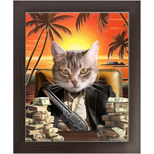 Load image into Gallery viewer, SAY HELLO TO MY LITTLE FRIEND - Scarface Inspired Custom Pet Portrait Framed Satin Paper Print