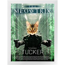 Load image into Gallery viewer, THE MEOWTRIX Movie Poster - The Matrix Inspired Custom Pet Portrait Framed Satin Paper Print