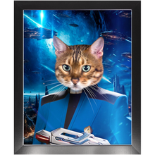 Load image into Gallery viewer, BONE CRUSHER IN SPACE - Star Trek Inspired Custom Pet Portrait Framed Satin Paper Print