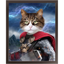 Load image into Gallery viewer, God of Blunder - Thor, Superhero Inspired Custom Pet Portrait Framed Satin Paper Print