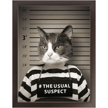 Load image into Gallery viewer, The Usual Suspect - Gangster Mugshot Inspired Custom Pet Portrait Framed Satin Paper Print
