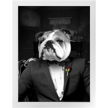 Load image into Gallery viewer, The Dogfather - Godfather, Gangster & Mafia Inspired Custom Pet Portrait Framed Satin Paper Print