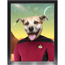 Load image into Gallery viewer, CAPTAIN DIGYARD - Star Trek Inspired Custom Pet Portrait Framed Satin Paper Print