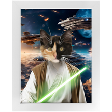 Load image into Gallery viewer, FLUKE CARCHASER IN SPACE - Jedi Luke Skywalker & Star Wars Inspired Custom Pet Portrait Framed Satin Paper Print