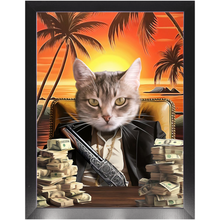 Load image into Gallery viewer, SAY HELLO TO MY LITTLE FRIEND - Scarface Inspired Custom Pet Portrait Framed Satin Paper Print
