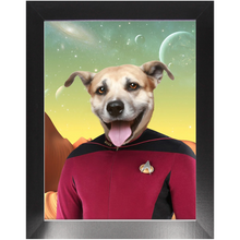 Load image into Gallery viewer, CAPTAIN DIGYARD - Star Trek Inspired Custom Pet Portrait Framed Satin Paper Print