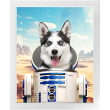 Load image into Gallery viewer, R.2.D.TOO - R2D2 & Star Wars Inspired Custom Pet Portrait Framed Satin Paper Print