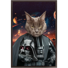 Load image into Gallery viewer, BATH EVADER IN SPACE - Darth Vader & Star Wars Inspired Custom Pet Portrait Framed Satin Paper Print