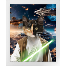 Load image into Gallery viewer, FLUKE CARCHASER IN SPACE - Jedi Luke Skywalker & Star Wars Inspired Custom Pet Portrait Framed Satin Paper Print