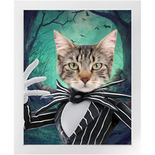Load image into Gallery viewer, Jack O'Lantin - Christmas & Halloween Inspired Custom Pet Portrait Framed Satin Paper Print