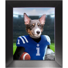 Load image into Gallery viewer, Putting On The Blitz - American Football & Gridiron Inspired Custom Pet Portrait Framed Satin Paper Print