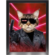 Load image into Gallery viewer, Kyle B Bakk - Arnold Schwarzenegger The Terminator Inspired Custom Pet Portrait Framed Satin Paper Print