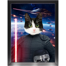 Load image into Gallery viewer, BARK LORD IN SPACE - Kylo Ren & Star Wars Inspired Custom Pet Portrait Framed Satin Paper Print