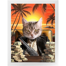Load image into Gallery viewer, SAY HELLO TO MY LITTLE FRIEND - Scarface Inspired Custom Pet Portrait Framed Satin Paper Print