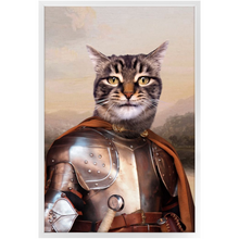 Load image into Gallery viewer, Knight In Brown Satin - Renaissance Inspired Custom Pet Portrait Framed Satin Paper Print