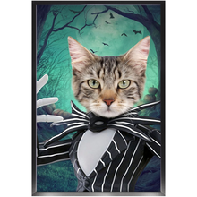 Load image into Gallery viewer, Jack O'Lantin - Christmas & Halloween Inspired Custom Pet Portrait Framed Satin Paper Print