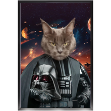 Load image into Gallery viewer, BATH EVADER IN SPACE - Darth Vader & Star Wars Inspired Custom Pet Portrait Framed Satin Paper Print