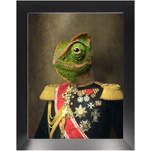 Load image into Gallery viewer, GENERAL LEE AMESS - Renaissance Inspired Custom Pet Portrait Framed Satin Paper Print