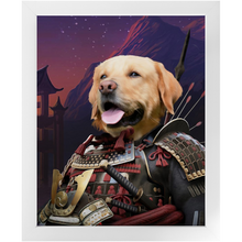 Load image into Gallery viewer, SAMUWRY SMILE - Samurai Inspired Custom Pet Portrait Framed Satin Paper Print