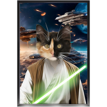 Load image into Gallery viewer, FLUKE CARCHASER IN SPACE - Jedi Luke Skywalker & Star Wars Inspired Custom Pet Portrait Framed Satin Paper Print