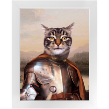 Load image into Gallery viewer, Knight In Brown Satin - Renaissance Inspired Custom Pet Portrait Framed Satin Paper Print