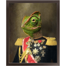 Load image into Gallery viewer, GENERAL LEE AMESS - Renaissance Inspired Custom Pet Portrait Framed Satin Paper Print