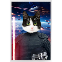 Load image into Gallery viewer, BARK LORD IN SPACE - Kylo Ren & Star Wars Inspired Custom Pet Portrait Framed Satin Paper Print