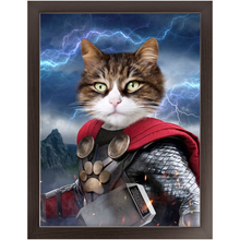 Load image into Gallery viewer, God of Blunder - Thor, Superhero Inspired Custom Pet Portrait Framed Satin Paper Print