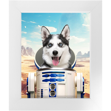 Load image into Gallery viewer, R.2.D.TOO - R2D2 & Star Wars Inspired Custom Pet Portrait Framed Satin Paper Print