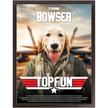 Load image into Gallery viewer, TOP FUN Movie Poster - Top Gun Inspired Custom Pet Portrait Framed Satin Paper Print