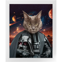 Load image into Gallery viewer, BATH EVADER IN SPACE - Darth Vader & Star Wars Inspired Custom Pet Portrait Framed Satin Paper Print