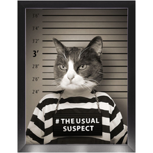 Load image into Gallery viewer, The Usual Suspect - Gangster Mugshot Inspired Custom Pet Portrait Framed Satin Paper Print