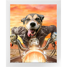 Load image into Gallery viewer, Squeezy Rider - Easy Rider & Motorcycle Inspired Custom Pet Portrait Framed Satin Paper Print